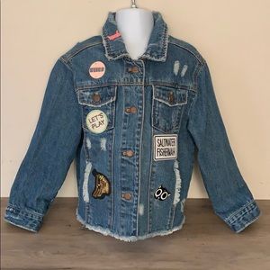 EUC Zara girls Distressed Denim Jacket 5